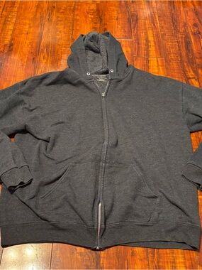 Fruit of the Loom Men's Dark Charcoal Full-Zip Hooded Sweatshirt